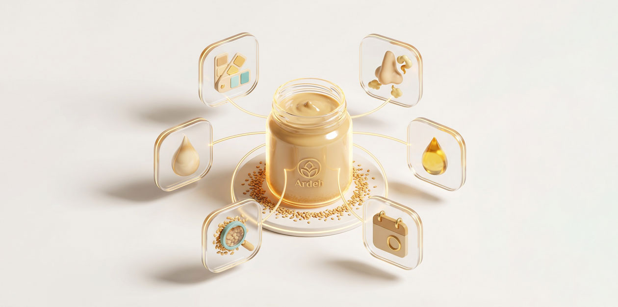 اینفوگرافیک چک‌لیست ۶ مرحله‌ای تشخیص کیفیت ارده قبل از خرید